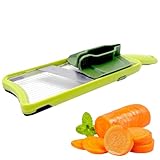 Multi-Hand-Mandolinenschneider, verstellbarer Gemüsehobel, mit Komfortgriff für schnelles Schneiden von Obst und Gemüse (Farbe: Grün)
