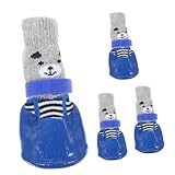 Toyvian 4 Stück Hundepfotenschutz Hundestiefel wasserdichte Traktionsschuhe Süße Fellpflege Hausschuhsocken Für Hundezubehör Atmungsaktiver Pfotenschutz Welpenzubehör – Blau