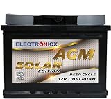 Solarbatterie 12v 80Ah AGM Batterie Electronicx Solar Edition Solarbatterie 12v Akku 12v Solar Batterien Versorgungsbatterie 12v agm Wohnwagen Batterie Wohnmobil 12v 80ah Solar akku 12V Mover Batterie