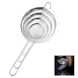 4 Stück Küchensieb Set, MXTIMWAN Küchensieb Edelstahl mit Verstärktem Griff, 7/10/14/18cm Sieb Feinmaschig Küchensieb Set Rostfreiem Edelstahl Strainer Stainless Steel with Reinforced Handle