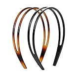 Nifocc Hartplastik Stirnband Zweireihig Stirnbänder mit Zähnen Hochwertige Haarreif für Frauen Damen - 2 Stk Schildpatt Schwarz