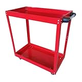 DIRBAK Service-Werkzeugwagen, 2 Tabletts, rollender, mobiler Aufbewahrungswagen mit Bremsrädern für Autoreparatur, Werkstatt, Garage, robuster Werkzeug-Organizer aus kaltgewalztem Stahl