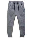 YOUNGSOUL Jungen Sporthose Gefütterte Jogginghose Kinder Sweathose Thermo Hose Grau 122-128/Größe 130