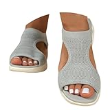 Generisch Sandalen Damen Sommer, Orthopädische-Sandalen Waschbare Trekkingsandalen Slingback Slide Sport Wandersandalen mit Weiche Fussbett Bequem Sommerschuhe Casual Strick Schuhe Plateausandalen.