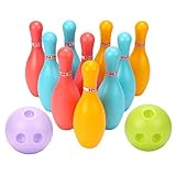 Bowling Set für Kinder Bowling Spiele für drinnen und draußen für Kinder Plastik Bowling Spielzeug 10 Kegel 2 Bälle für Kinder Frühpädagogisches Spielzeug LBowling Set für Kinder Kegel Set für