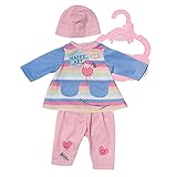 Baby Annabell Little Kleid, Puppenoutfit mit Strampler, Longshirt, Hose, Mütze und Kleiderbügel in rosa und blau, für 36 cm große Puppen, 706541 Zapf Creation