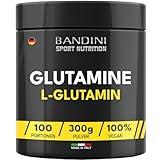 Bandini® L-Glutamin Pulver, Hochdosiert & Geschmacksneutral, Veganes reines L Glutamin Aminosäure aus natürliche Mais Fermentation, 300g Glutamine Powder für intensiv Training und Sport, 100 Portionen