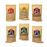 BWAY Kitchen Smoker Holz - Olive, Orange, Mandel, Zitronen, Walnuss und Eiche Räucherholz | Edle Holzmischung | Räucher Chunks + Kostenloses E-Book mit 20 Leckeren Rezepten (6x400 ml)