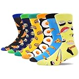 MAKABO Bunte Lustige Herren Socken, 6 Paar Essen Motiv, 39-42