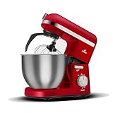 Karaca Mastermaid Chef Pro Double Armed Küche Koch 1500W Rot, Glänzend, 1500W, 5 L Mixer, Food Processor, Geschwindigkeitseinstellung, Knethaken, Verquirlen, Kneten und Mischen