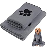 FORETOGO 2 Stück Hundehandtuch,Grau Extra Saugfähig Hunde Handtuch, Mikrofaser Hundebadetücher Weiche Personalisierung Handtücher für Katzen,Hunde Oder Andere Haustiere (35×75CM,50×100CM)
