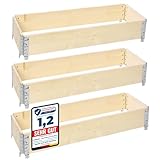 Garronda naturbelassene Hochbeete für Garten Palettenrahmen Hochbeet Holz steckbar stapelbar faltbar für Pflanzen Blumen Kräuter Obst und Gemüse Natural 3 Stück 120x40x20 cm GD-0141