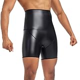 Vexuqedy Herren Latex Leder Wetlook Shorts Hose Kurz Sport Boxershorts Leggings Funktionsunterwäsche Bauchkontrolle Unterwäsche Boxershorts Sporthose Shorts Shape Fitnesshose Bauchkontrolle Hose