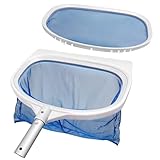 Pool Kescher Feinmaschig 2 in 1, Teichkescher für Algen, Kescher Pool mit Tiefes und Flaches Netz Austauschbar, Kescher Teich, Laubkescher Pool, Poolkescher, Bodenkescher Pool Schwimmbad Aquarium Spa