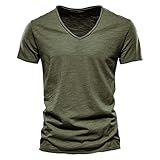 Generisch Herren T-Shirt V-Ausschnitt Kurzarm Oversized Basic Male Tee aus Baumwolle Leichtes V-Neck Oberteil Unterhemd Herren V Ausschnitt Weiß Tshirts Männer Pack 5Er Livergy Herren-Unterhemd