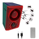 QXMH Solar-Sensor-Alarm für Sport im Freien: Hundegebell und Schüsse, unterstützt Aufnahme, +/- Lautstärke, 129 dB lauter Alarm mit Fernbedienung, Sicherheitsalarm für das Haus (1 Pack)