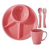 Genérico Unterteilte Teller - Kinderteller für Mahlzeiten und Frühstück, ovale Teller mit vier Fächern für Esszimmer, Restaurant, Apartment, Haus Cantina