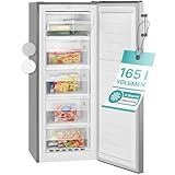 Bomann® großer Gefrierschrank freistehend | 165 Liter Nutzinhalt für Lebensmittel | 5 Schubladen | Freezer Eisschrank Froster | wechselbarer Türanschlag inkl. Eiswürfelschale | GS 7317.1 inox
