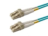 SpeedyFiberTX - 1 Packung 40 Meter Multimode 40G 100G OM4 50/125 Glasfaser-Patchkabel, Duplex LC auf LC, schmales Aqua feuerhemmendes Plenum OFNP-Kabelummantelung