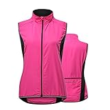 HARLSO Damen Fahrradweste, leicht, atmungsaktiv, reflektierend, ärmellos, winddicht, sonnendicht, für Laufen, MTB, Wandern, Fitnessstudio, Reiten,Pink-XXL