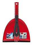 Vileda 2in1 Kehrset mit extra Borsten für Sauberkeit in den Ecken, Handfeger & Kehrschaufel, Farbe Rot, 1er Pack