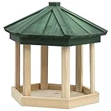 BaraSh Vogelfutterhaus Achteck Tanne Massivholz 33x30 cm Witterungsbeständig Vogelhaus-Vogelhäuser Vogelhäuschen Vogelhausständer