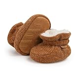 RVROVIC Baby Jungen Mädchen Kuschelige Fleece-Schuhe mit rutschfester Unterseite, Warme Wintersocken(A2-Braun, 0-6 Monate)