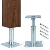 Pfostenträger,2 Stück Pfostenträger Höhenverstellbar 100-130mm,Verstärkter Verzinkter Stahl,Pfostenträger Verstellbar,Balkenschuhe mit Schrauben,Pfostenschuh für Carport,Pergola,Zäune,Pavillon