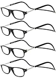 TBOC Pack: Lesebrille Lesehilfe für Herren Damen - [Pack 4 Einheiten] Dioptrien +2.00 Schwarz Fassung Stärke PC Handy Faltbar Frau Mann Magnetverschluss Clip Alterssichtigkeit Presbyopie