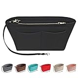 Soyizom Filz Handtasche Organizer Geldbörse Organizer Filz Insert Bag Organizer Multi-Taschen Einkaufstasche in Tasche für Frauen (Groß, Schwarz)