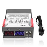 Temperaturregler, STC-3018 Temperaturregelthermostat, Mikrocomputer-Temperaturregler, Sensor, Digitalanzeige, Elektronischer Dual-Screen-Thermostat Mit NTC-Kabellänge 1 M(24V)