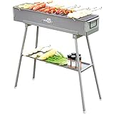 WILLBBQ Holzkohlegrills Kommerzielle Qualität Tragbarer Mehrfachgrößen-Hibachi-Grill Lammspieß-Zubehör Zusammenklappbarer Campinggrill für Garten, Party, Picknick, Reise und Outdoor (80x18x13 cm)
