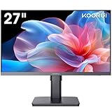 KOORUI Monitor 27 Zoll, PC Bildschirm Rahmenlos (FHD 1920 * 1080, IPS, 100Hz, HDMI 1.4 & VGA, VESA 75 * 75mm,Eye Care) Höhenverstellbar, Drehbare-27N6