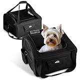 FELLNASE Hundebox Auto Katzen Transporttasche - Das Wohlfühl Hotel für Hund u. Katze - Flugzeug zugelassene Hunde Transportbox Tasche + Staufach 40 x 34 x 25 cm I faltbar Transport Tragetasche