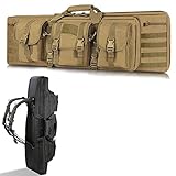 XVBVS Gewehrkoffer Doppel-Waffentasche Airsoft-Pistolenkoffer Lange Gewehrtaschen Waffenrucksack Waffentransport-Aufbewahrungstasche für das Jagdschießen (Color : Braun, Size : 108cm)