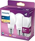 Philips LED classic Lampe 60 W, E27, warmweiß (2700K), 806 Lumen [Energieklasse A++], matt