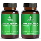 Vitabay Vitamin D3 Hochdosiert 50.000 I.E. - 120 Vegane Vitamin D Tabletten als Depot - Laborgeprüft