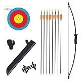 Recurve Pfeil und Bogen Set für Outdoor, Jugend, Junior, Bogenschießen, Anfänger, Training, inklusive 8 Pfeilen, Armschutz, Köcher, Zielscheibe, Fingerlasche