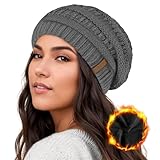 Chritice Mütze Damen Winter Beanie Damen Mit Weich Fleece Gefütterte Mütze,Beanie Mütze Damen Strickmütze Damen Mütze Winter Elegant