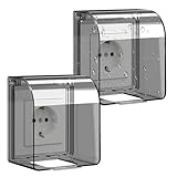 2 Stück Steckdose Regenschutz Wandschalter Steckdose, Wasserdichte Schalter Stecker, Flip Anti Stromschlag Typ 86 Steckdosen Aussen Regenschutz, Spritzschutz Steckdosenabdeckung Schalter Abdeckung