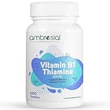 Ambrosial Vitamin B1 Thiamin 100mg - Hochwirksames Vitamin B1 Thiamin für Herz, Immunsystem, psychische Funktion und Energieertrag - 120 Tabletten