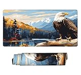 Gaming Mauspad XXL Adler, Großes Mousepad 900 x 400 x 3 mm, Mouse Pad Groß, Schreibtischunterlage Schneebedeckter Berg Wasserdicht, rutschfeste Gummibasis,Mauspads für Gaming und Büro -MP661