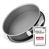 Zenker Springform mit Flachboden und Auslaufschutz – Hochwertige Backform für perfekte Kuchen und Torten, 2550 ml, hitzebeständig bis 230°C, Silber, 10.24'