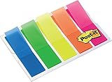 Post-it Index, 5 x 20 durchgefärbte Haftstreifen im Etui (11,9 x 43,2 mm) blau, grün, gelb, orange, pink