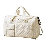 Sporttasche für Damen – Duffel Reisetasche, Schultertasche, elegante Sporttasche, Holdall, Nacht-Fitness-Tasche mit Schuhfach, leichtes Gepäck, wasserabweisend, beige, riferimento alla