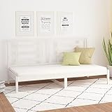AJJHUUKI Betten & Zubehör-Betten & Bettrahmen-Tagesbett ohne Matratze Weiß 80x200 cm Massivholz Kiefer