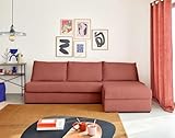 Lisa Design Palmira - 4-Sitzer Ecksofa mit Ecke rechts- it Schlaffunktion tägliche Schlafenszeit - Matratze 14 cm - aus Cord Rosa