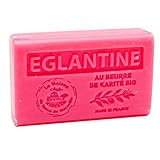 Maison du Savon de Marseille – Französische Seife mit Bio-Sheabutter – Eglantine-Rosenduft – 60 g Riegel