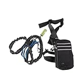 Hands Free Hundeleine, Verstellbarer Hund Walking Gürtel, Reflektierende Laufleine mit Hüftgurt und Multi Tasche, Hund Laufgürtel mit zwei Griffen und Bungee für Laufen, Walking, Joggen, Wandern