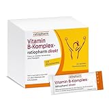 Vitamin B-Komplex-ratiopharm direkt: Alle 8 B-Vitamine auch für Vegetarier. Direktpulver mit Pfirsichgeschmack ohne tierische Inhaltsstoffe bei Mehrbedarf an B-Vitaminen, 40 Beutel
